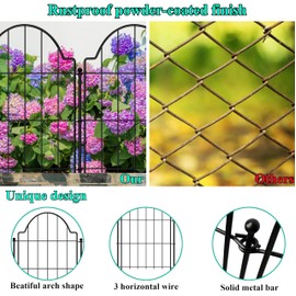 Decorative Garden Fences 17in x 26.9ft, 26 Pack Outdoor Fencing Animal Barrier Dog Border, Metal Wire Fence Panels for Garden Decor, Flower Bed Edging Borders for No Dig Patio Yard