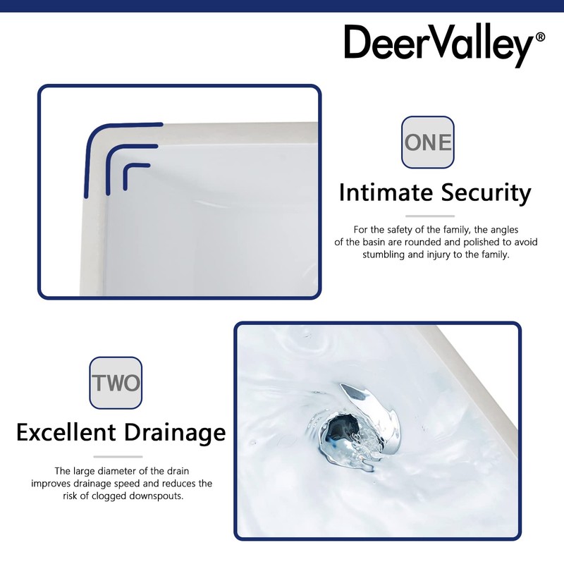 DeerValley DV-1U306 Ursa Undermount Bathroom Sink, 18'' x 13'' Vessel