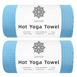 Jaende 2 Pack Multi-Functional Towels, Portable Foldable Hot Yoga Towels, Lint Free Long Bath Towels, Pilates, Bikram, Yoga Gear——Microfiber, Super Absorbent, Anti-Slip, Injury Free（Black）