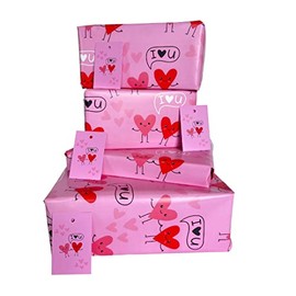 Wrapping Paper Sheets Gift Wrap With Tags x 2 I Love You Heart Design For Adult Perfect For Birthday Valentines Christmas Anniversary For Men & Women