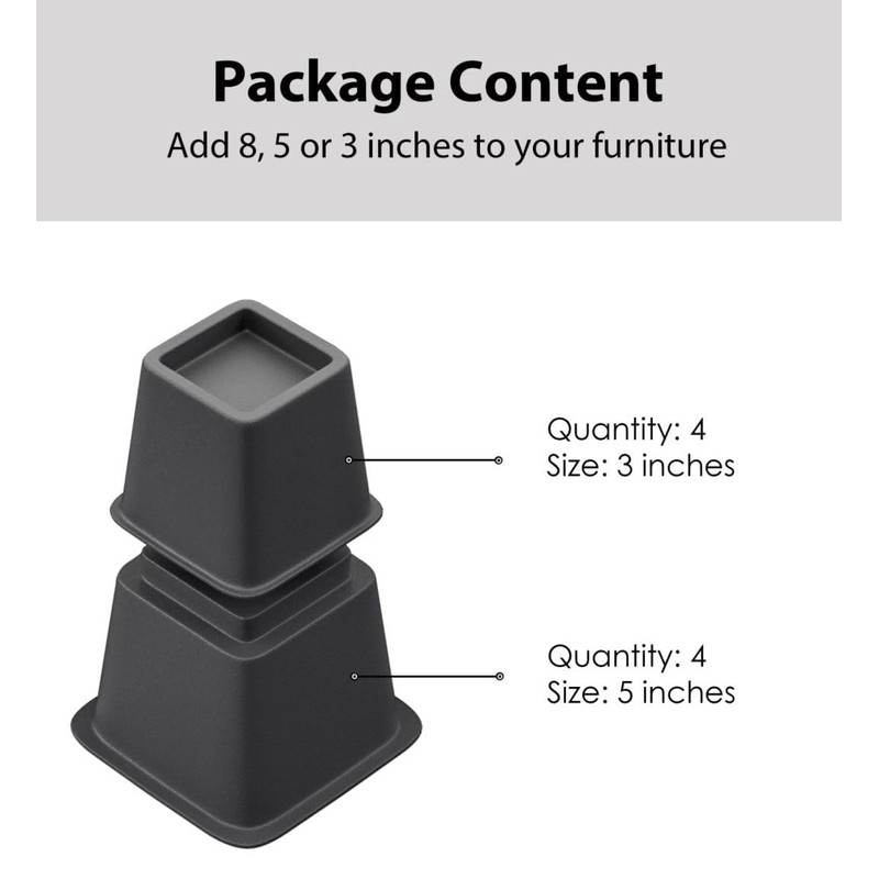 TomGear Bed Risers 8 inch, Heavy Duty Bed Lifts in