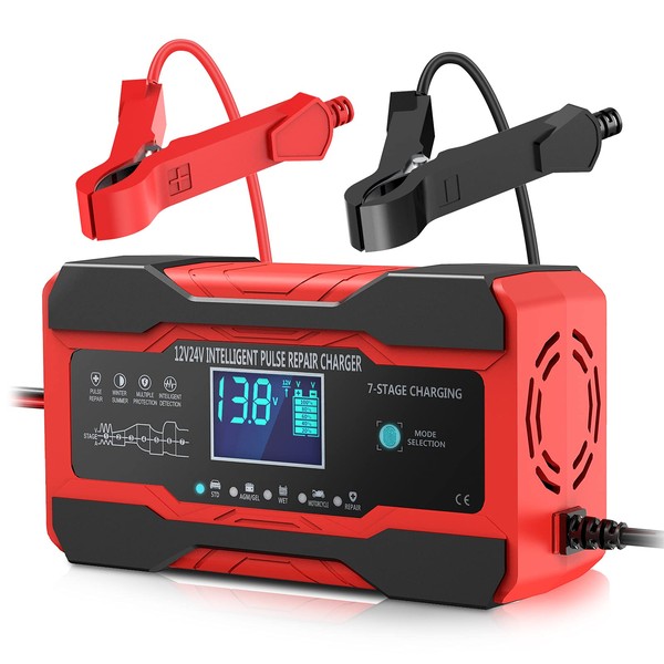 YONHAN Battery Charger 10-Amp 12V and 24V Fully-Automatic Smart Car