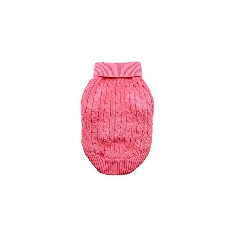 DOGGIE DESIGN Combed Cotton Cable Knit Dog Sweater - Candy