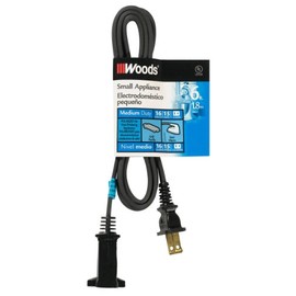 Woods 0292 HPN Cord for Heat Producing Polarized Appliances, 6-Foot, Black