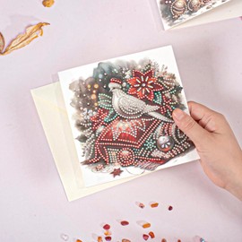 Kunoli 6pcs 5D Diamond Painting Christmas Greeting Cards for Adults, DIY Diamond Art Kits for Family Friends Christmas Xmas Birthday Gift (Dove)