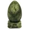 KYEYGWO Polished Green Jade Crystal Egg with Stone Stand, Oval