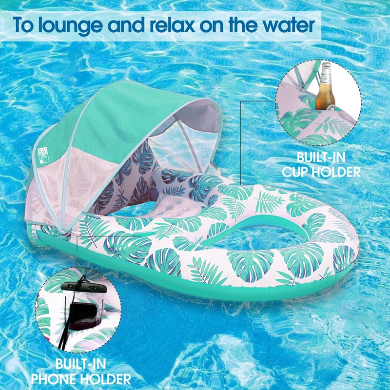 COOLCOOLDEE Pool Lounge Float with Canopy UPF50+,Extra Large Pool Floats