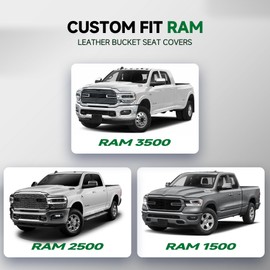 GIANT PANDA Front Truck Seat Covers for Dodge Ram 1500 2500 3500 2003-2026 Limited Laramie Big Horn Crew Cab& Quad Cab,Faux Leather Black(Classic Style)