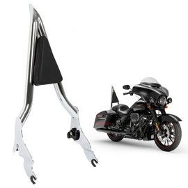 HECASA Detachable Backrest Sissy Bar Compatible with 2009-2024 Harley Touring Models Street Road Electra Glide Road King CVO Ultra Limited Low Back Rest Luggage Rack (22 Inches Chrome)