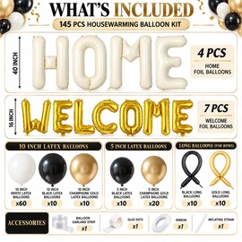 145Pcs Housewarming Party Decorations, Welcome Home Balloon Arch Kit