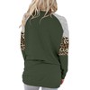 onlypuff Striped Sweatshirt for Women Color Block Shirt Green Leopard