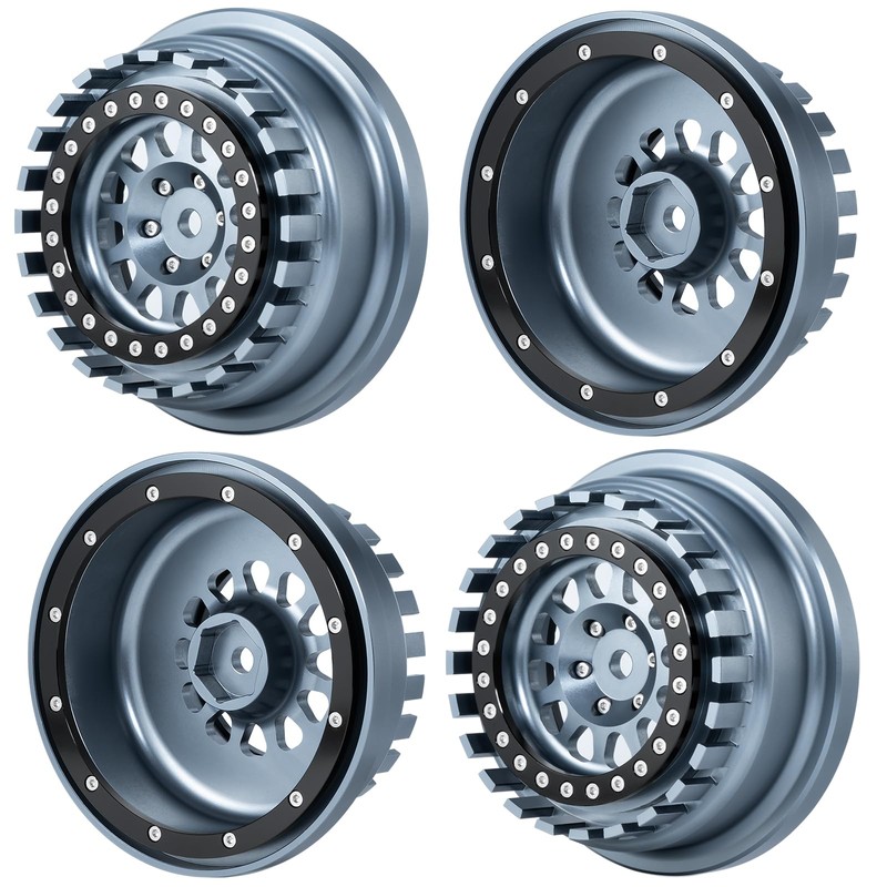 RCHUBAM 1/7 RC Beadlock Wheels Rim 4PCS RC Rock Crawler
