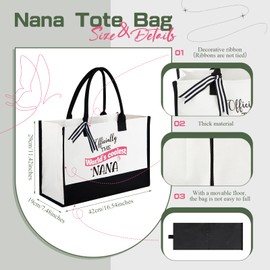 Hestya 2 Pieces Christmas Nana Gifts from Grandchildren Include 1 Shopping Nana Tote Bag with 1 Keyring for Nana with Pouch for Granny Grandma Birthday Mothers Day Beach Present