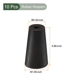 YOKIVE Pack of 10 Rubber Stoppers with Hole Conical Plugs with High Temperature Resistance Protection Hole Ideal for Laboratory Industry (Black, 10 mm to 15 mm)