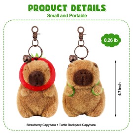 Ditucu 2 Pcs Capybara Plush Keychain Toys Kawaii Strawberry Turtle Capybara Stuffed Animals Dolls Pendant for Backpack Decoration Gift for Kids
