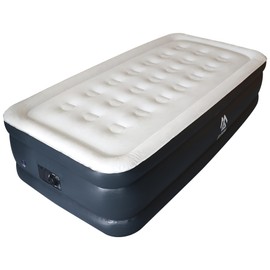 Elevon Air Mattress with Built in Pump - Luxury Double High Inflatable Bed for Home, Travel & Camping, Navy/White, Twin, 20" High