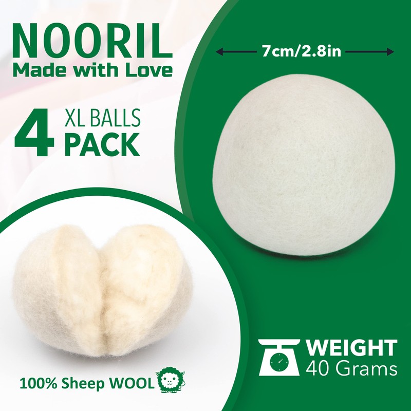 Nooril Tumble Dryer Balls Pack of 4 - Handmade Reusable