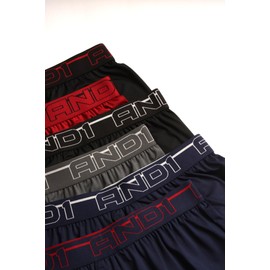 AND1 Men's Underwear Boxer Briefs - 6 Pack Lightweight Classic Knit Performance Boxers for Men with Button Fly Pouch (S-3XL), Size XX-Large, Blue/Black/Red/Grey