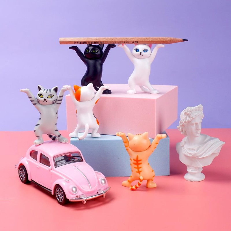 5 Pcs Dancing Cat Pen Holder Desk Pen Holder with