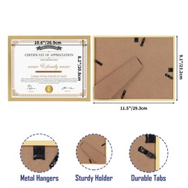 Hoikwo 18 Packs 8.5x11 Gold Multi Plastic Picture Frames Set with Plastic Cover, Certificate Frames for Document Diploma Award, Light Weight Bulk 8.5 by 11 Frames Pack for Wall Hanging and Table