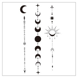 Gel Luna semi-permanent lettering moon sun chic pattern henna tattoo body tattoo sticker, 1 piece, T-220-A type / 젤루나 반영구 레터링 달 태양 시크 패턴 헤나 문신 바디 타투 스티커, 1개, T-220-A타입
