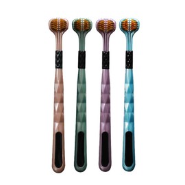 FWCXKK 1Piece of 3-Sided Toothbrush for Adults,Soft Bristle Toothbrush for Comprehensive Care of Teeth Gums Oral,Suitable for Adults Household(Blue,Green,Brown,Purple) (Brown, 1 Count(Pack of 1))