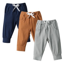 DREAM BUS Pack of 3 Toddler Jogger Pants with Pocket Toddler Boy Sweatpants Baby Boy Pants Infant Newborn Leggings