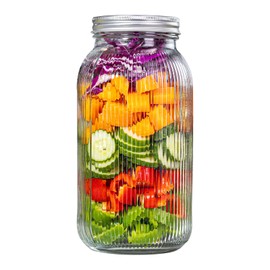 WELLIFE 64 oz mason jar, 1 Pack Wide Mouth Mason Jars for Pickling, Canning, Fermenting and Food Storage, Microwave & Dishwasher Safe