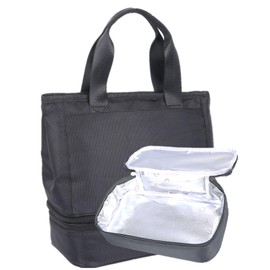 GINO Golf Round Tote Bag Round Pouch Cart Bag Golf Bag Strong Nylon, Black / Black with Cooler