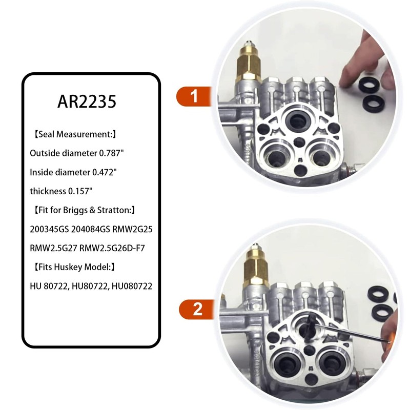 10-Pack AR2235 Pressure Washer Water Seal Kit Fit for Briggs