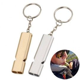 Square Self-Defense Whistle Keychain Carabiner Printable Gold 10ea