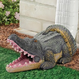 Noegrus Real Crocodile Gutter Downspout Extender Statue, Garden Ornament, Fish Decorative Gutter Extension Downspout, Perfect Rain Diverter for 3"x4" Downspouts, Eco-Friendly Resin, Outdoor Decor Gift