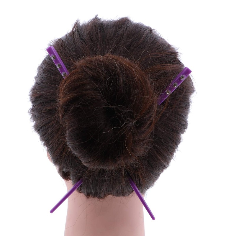 Set of 2 Hair Sticks with 3 Diamonds Chopsticks -