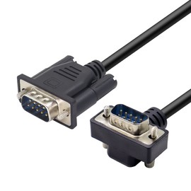 RIIEYOCA 90 Degree DB9 RS232 Serial Cable, Up Angled DB9 Male to Male Adapters Cable for Data Communication 0.5M (UP)