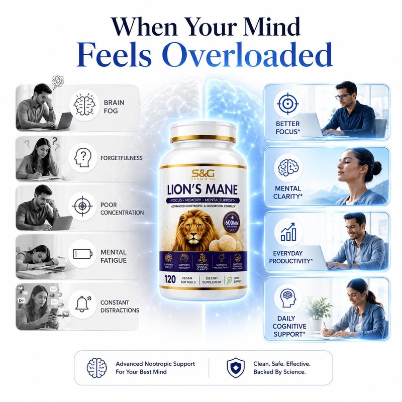 Lions Mane Mashrrom 6000mg Softgels – Focus, Memory & Cognitive