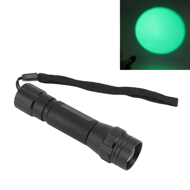 Green Light LED Flashlight Zoomable Portable Single Mode Green Hunting