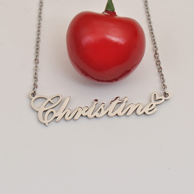 HUAN XUN Customized Luna Name Necklace Silver Personlized Stainless Steeel