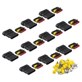 Fushengda 100 5 Pin Way Waterproof Connection IP67 Supersealed PA66 Nylon Housing Series Terminal Socket AC/DC Plug for Motorcycle Scooter Car Truck Quad Bike Caravan Marine Jet Ski Boats