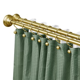 Utopia Alley Adjustable 72-Inch Double Shower Curtain Tension Rods - Rust-Proof Aluminum with Rubber End Cap, Easy Installation - Extendable, Retractable, Wall-to-Wall - No Drilling