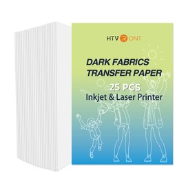 HTVRONT Heat Transfer Paper for Dark T Shirts -25 Sheets 8.5x11" Iron on Transfer Paper for Inkjet & Laser Printer, Stretchable & Durable Printable Heat Transfer Vinyl, Easy to Use