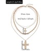 3-Layer Cross Necklace Set, Gold-Tone Chain with Crystal Pendants, Religious