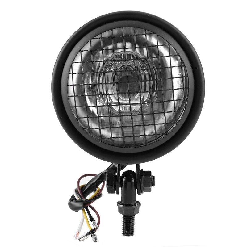 35W Retro Motorcycle Headlight Grill Lens Cover 1750lm High Brightness