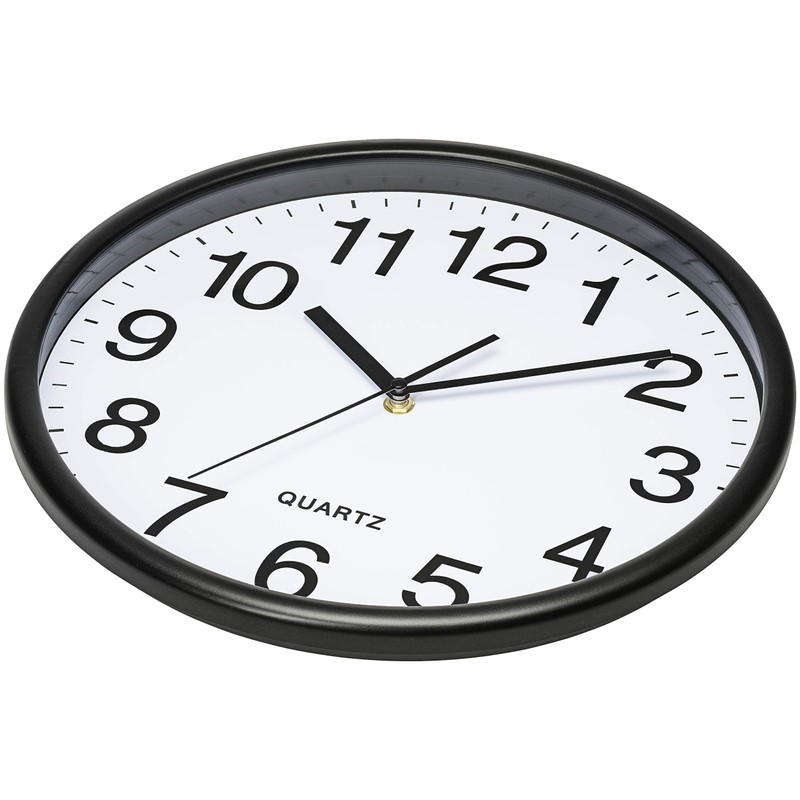 Bernhard Products Black Wall Clock, Large 13-Inch Silent Non Ticking