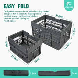 Enovi EasyFold Collapsible Crate, Collapsible Shopping Basket, Milk Crate, 3 Pack (27L (7 Gal), Black)