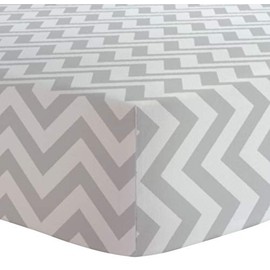 Kushies Changing Pad Cover for 1" pad, 100% Breathable Cotton, Made in Canada, Grey Chevron