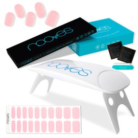 NOOVES - Set Strisce per Unghie in Gel Rosa 20 Pezzi + Lampada UV/LED per Asciugatura, Semi-Curato Premium, Adesivi, Inclusa 1 Lima