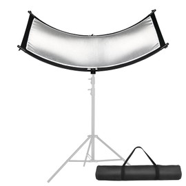 YUOCU Clamshell Light Reflector Diffuser with Carrying Bag, 70"x24"/180x60cm Photography Arclight Curved Lighting Reflector for Photo Video Studio Outdoor Shooting, Black/White/Gold/Silver (70"x24")