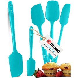 DI ORO Silicone Spatula Set - Rubber Kitchen Spatulas for Baking, Cooking, & Mixing - 600°F Heat-Resistant & BPA Free Silicone Scraper Spatulas for Nonstick Cookware - Dishwasher Safe (5pc, Teal)