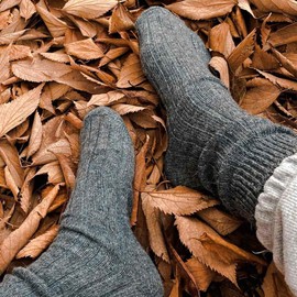 Aytuğ Çorap - Calcetines de alpaca para hombres y mujeres, 2 pares de calcetines térmicos acogedores calcetines gruesos, Gris/Gris Antracita, Small