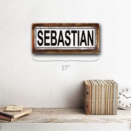 Homebody Accents Framed Sebastian 6"x16" Metal Sign, Wall Décor for Kids Room and Nursery